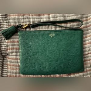 Leather Fossil wristlet